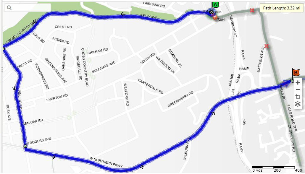 LocalLink 33 eastbound detour map