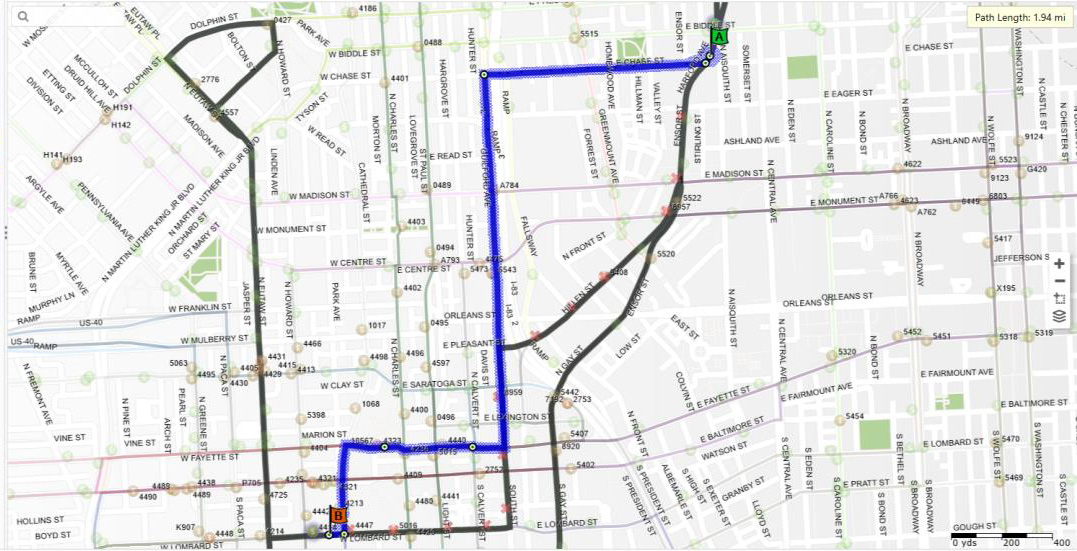 LocalLink 54 southbound detour map