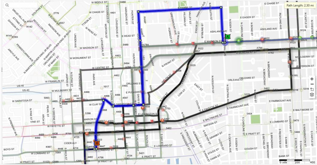LocalLink 56 westbound detour map