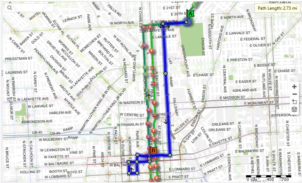 CityLink Green detour map