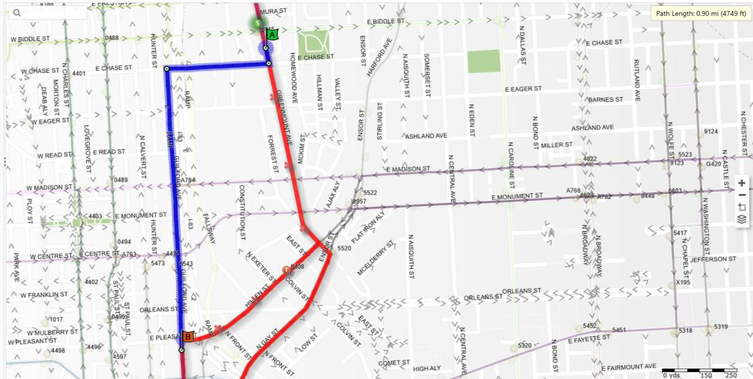 CityLink Red detour map