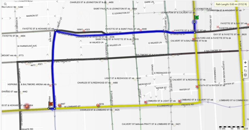 CityLink Yellow Southbound detour map