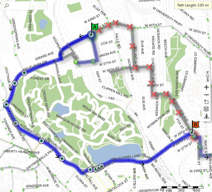 LocalLink 21 eastbound detour map