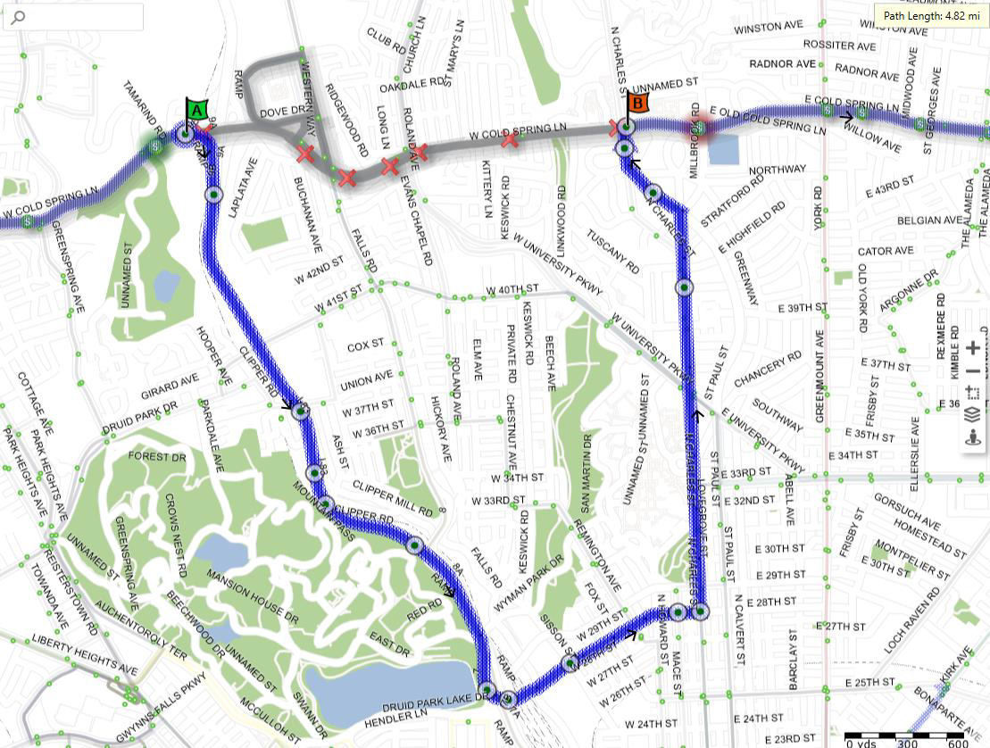 LocalLink 28 southbound detour map