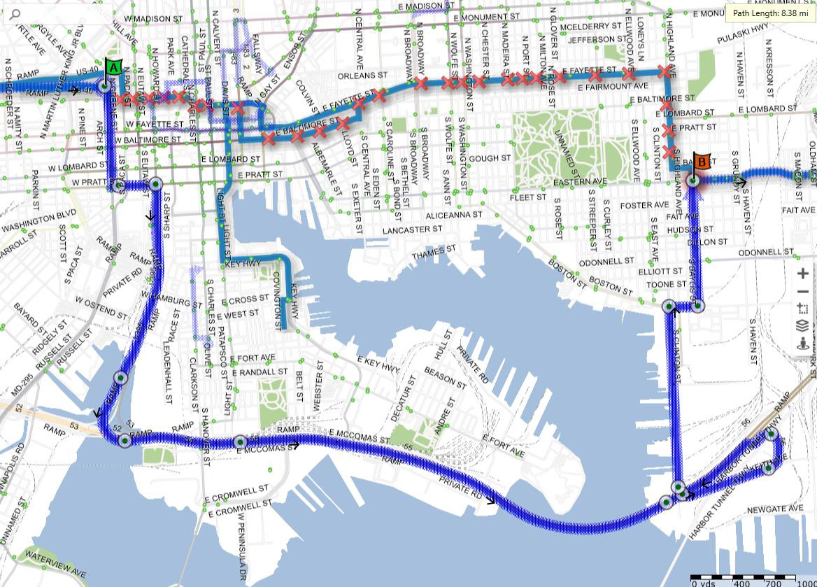CityLink Blue Eastbound detour map