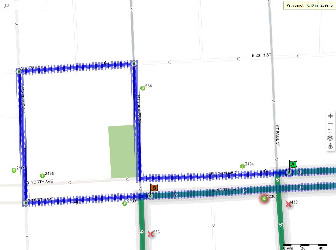 CityLink Green detour map