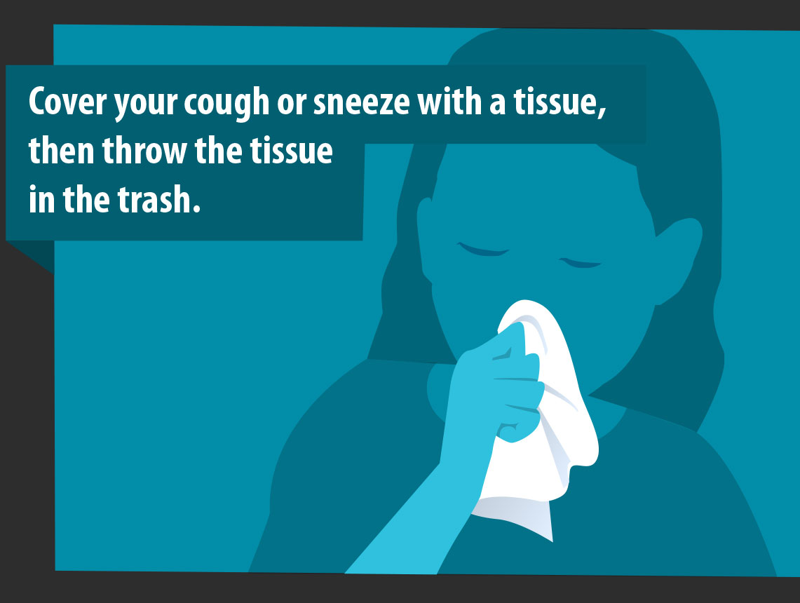 cover your cough or sneeze with a tissue, then throw the tissue in the trash