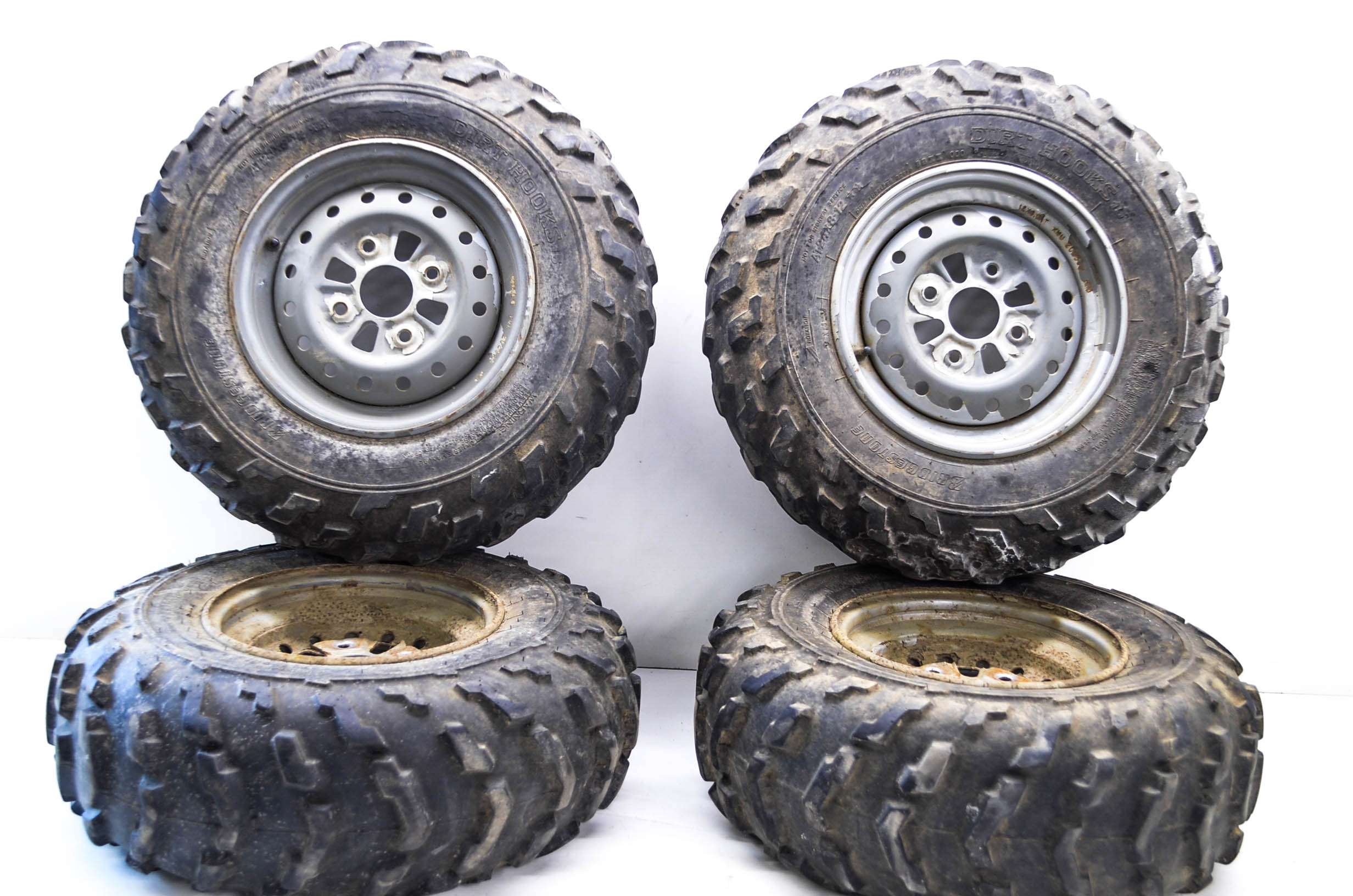 03 Bombardier Quest 650 4x4 Front & Rear Wheels Rims & Bridgestone Dirt