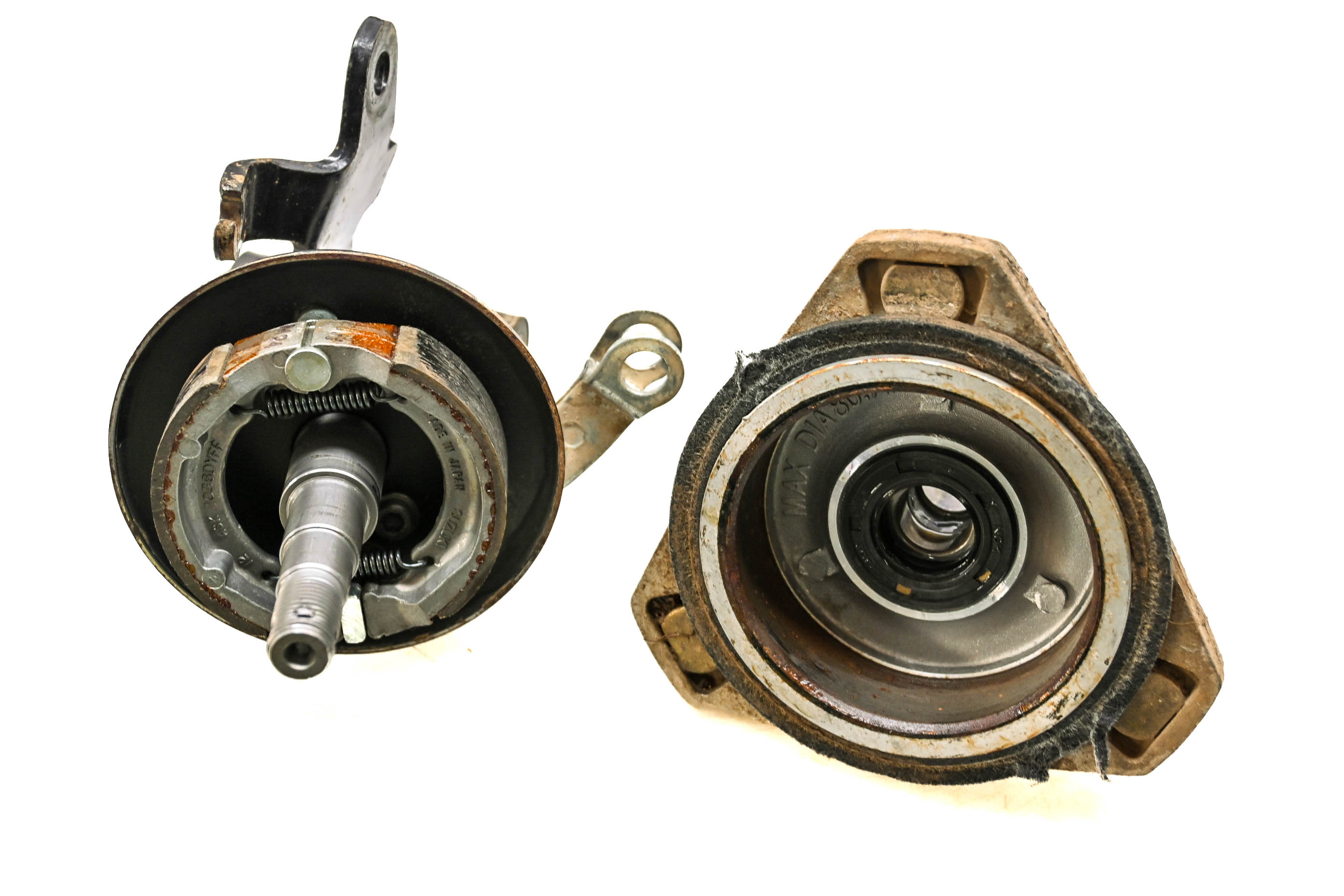 97 Suzuki Quadsport 80 2x4 Front Left Brake Drum & Spindle LT80