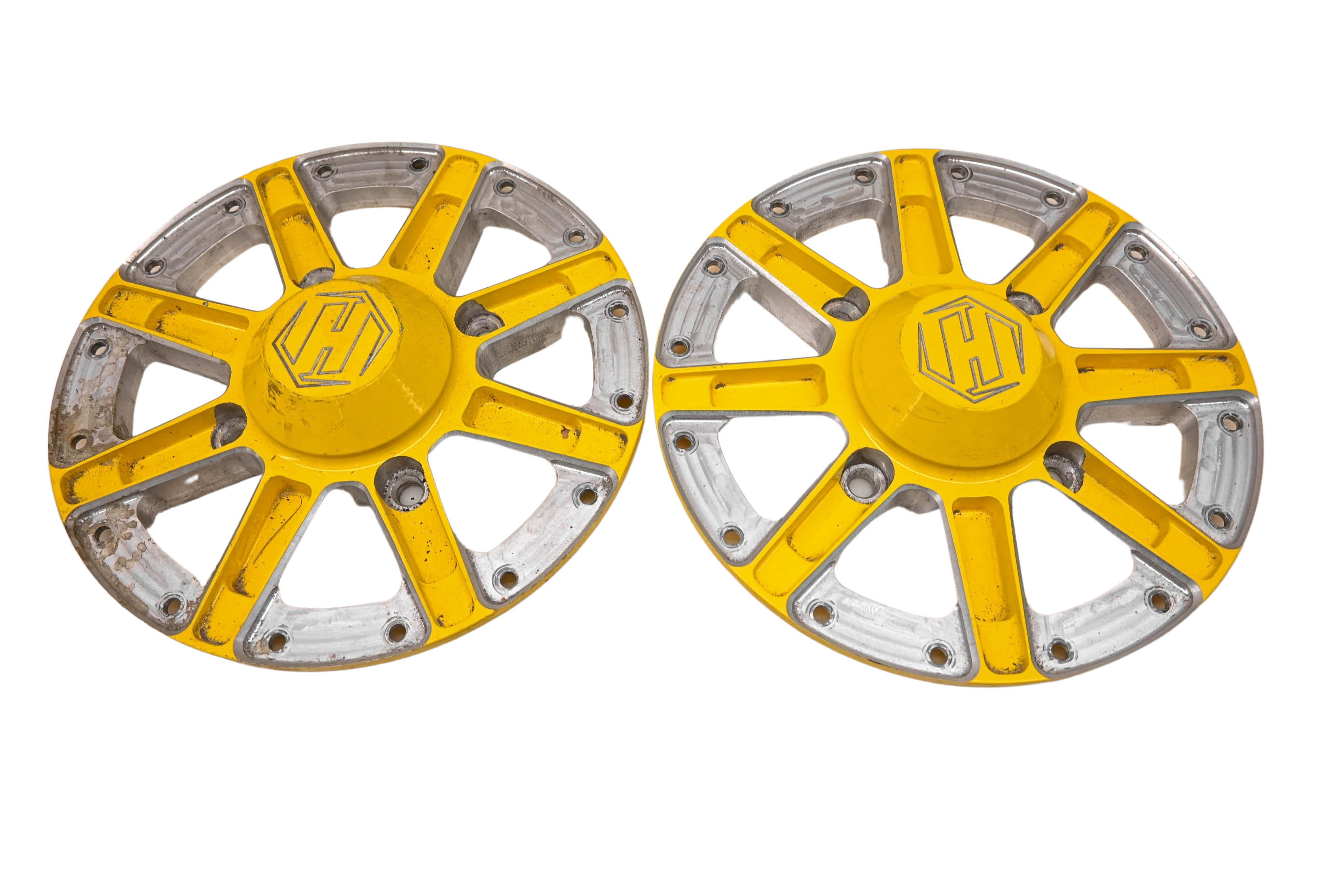 15 Can-Am Maverick 1000 4x4 Centers Wheel Bead Lock 14" 4/137 Yellow Hiper