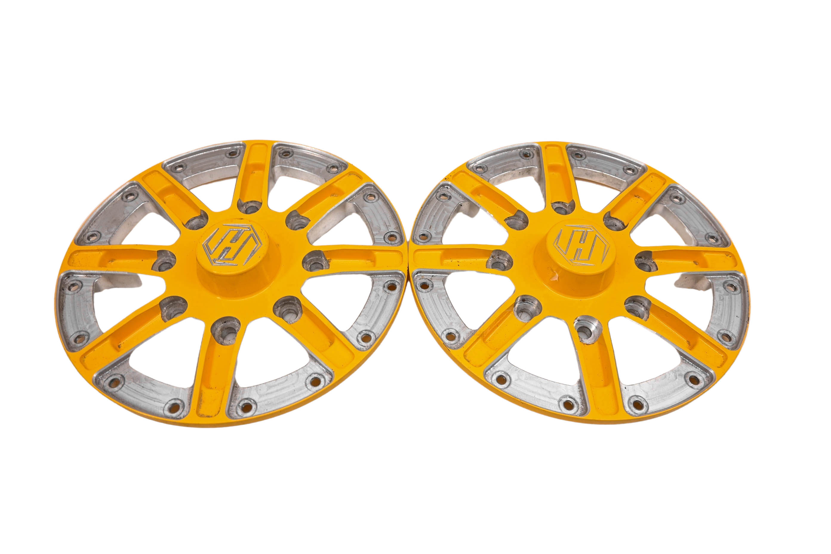 15 Can-Am Maverick 1000 4x4 Centers Wheel Bead Lock 14" 4/137 Dark Yellow Hiper