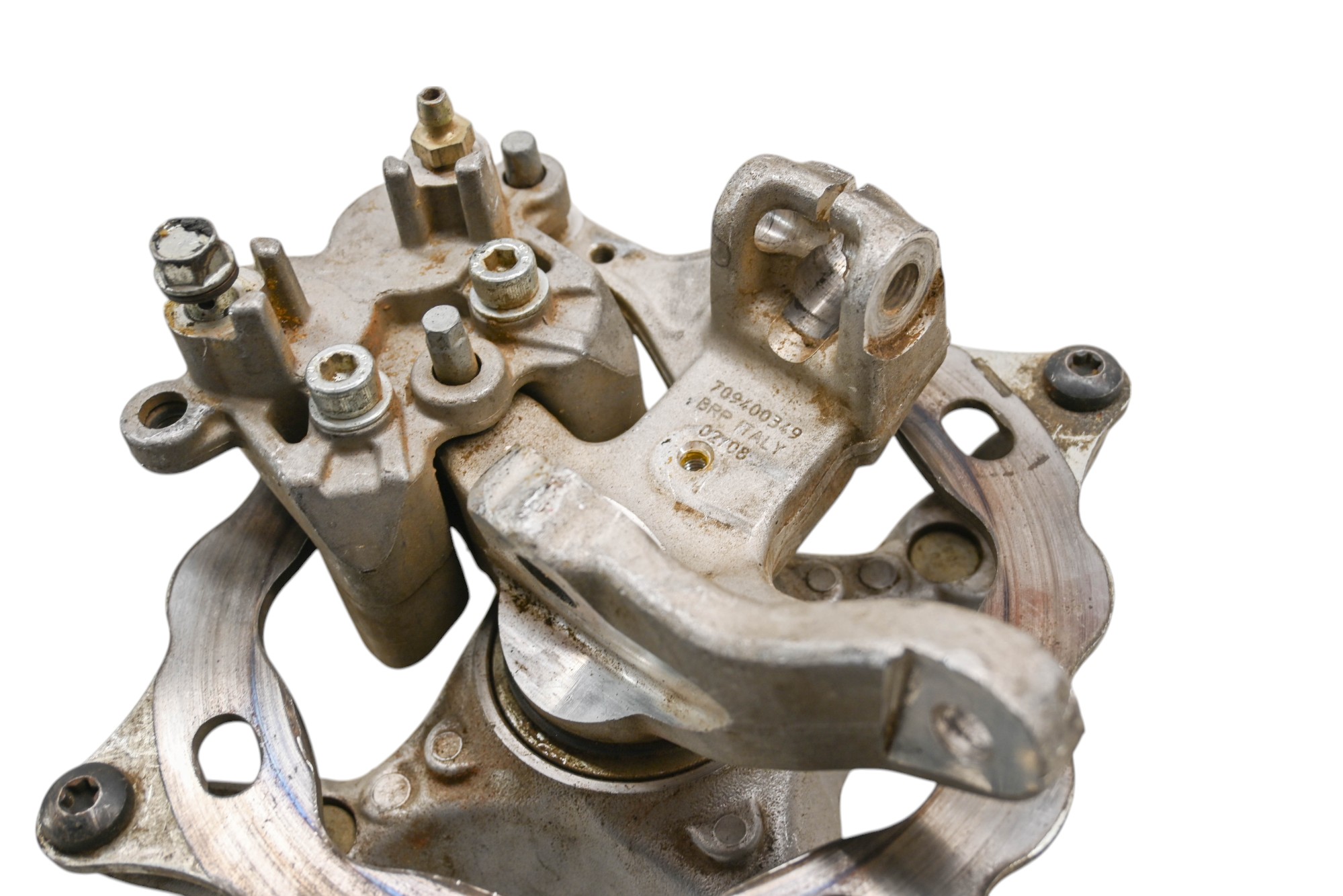 08 Can-Am DS450 2x4 Front Right Wheel Hub Knuckle & Caliper