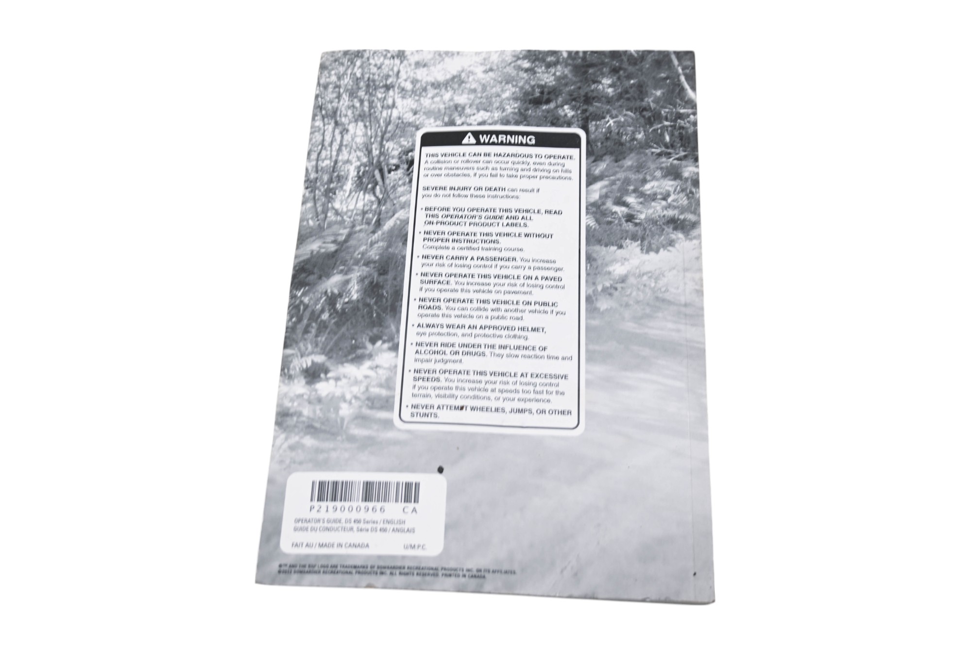13 Can-Am DS450 Owners Manual