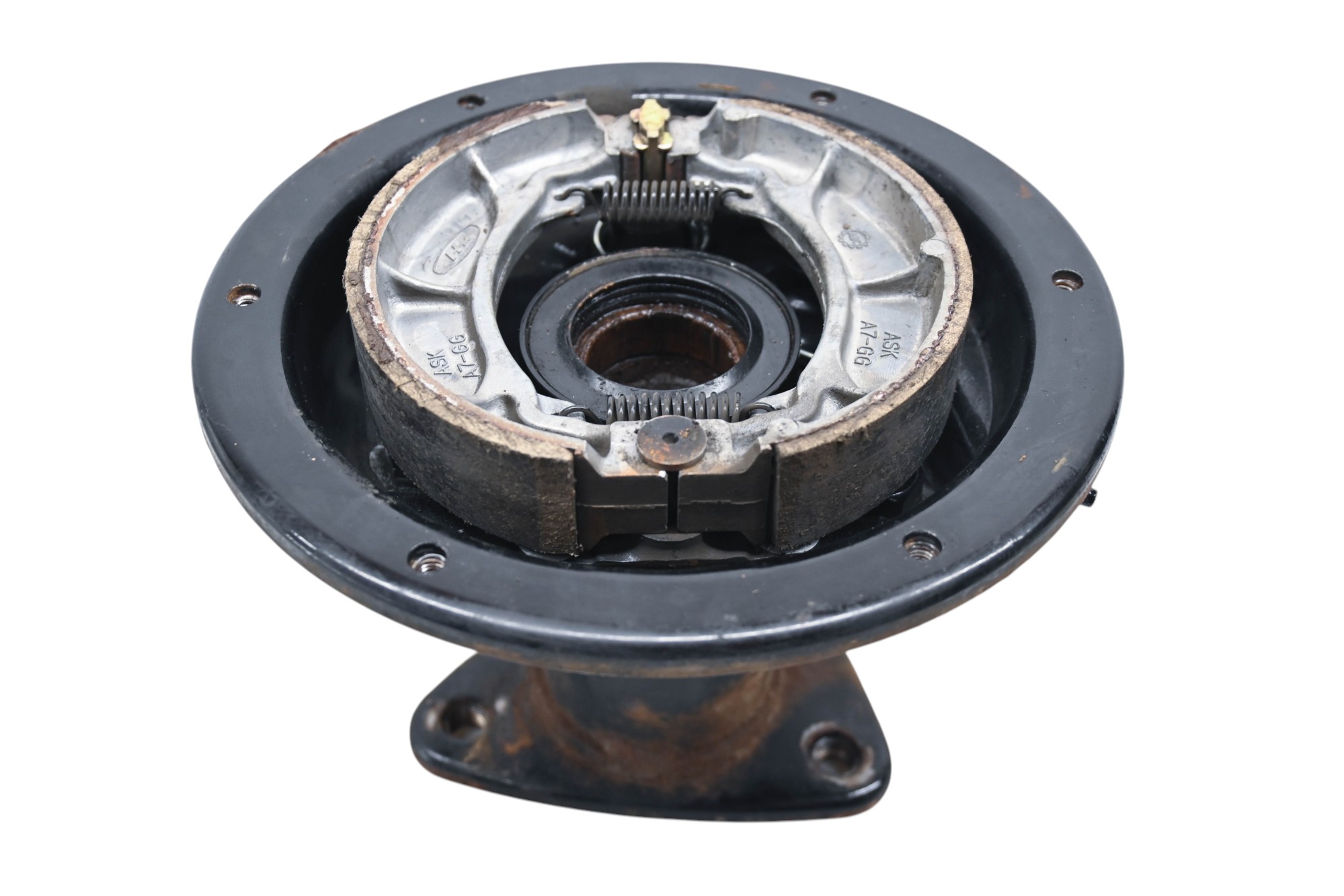 85 Honda ATC125M Rear Brake Drum Housing & Shoes