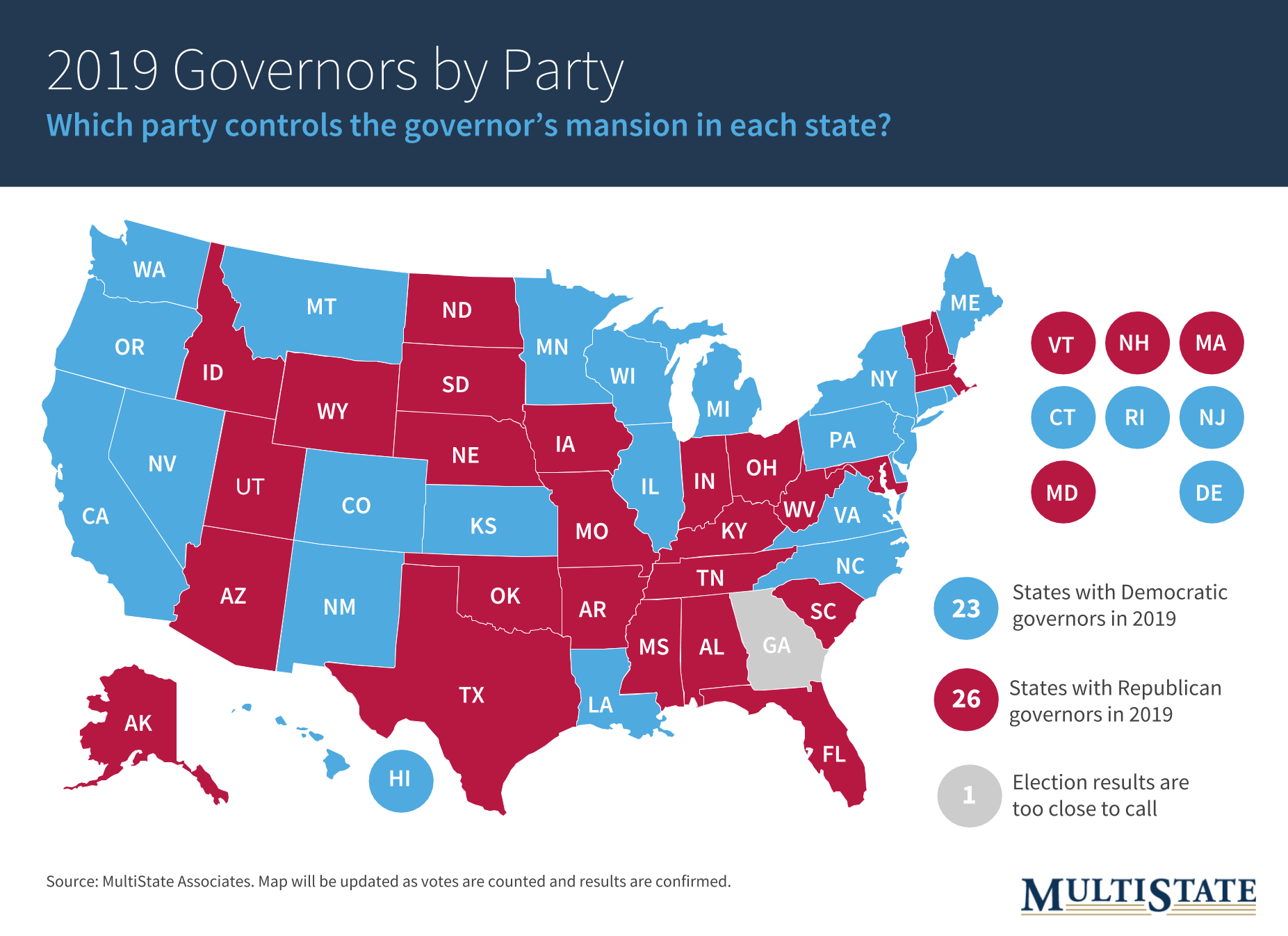 States with republican governors map