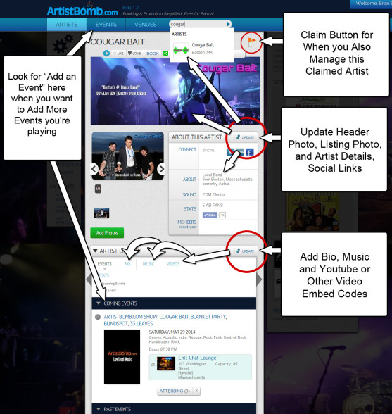Post: Artists and Fans – Updating an Artist Listing Details, Header Photo, and Listing Photos