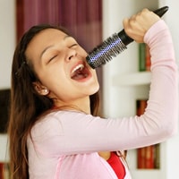 A woman practicing singing