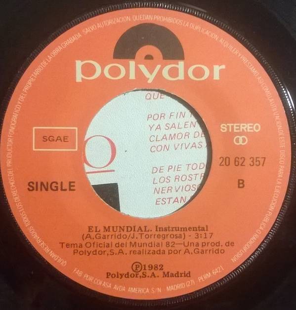 Placido Domingo El Mundial Espana 82 7 For Sale