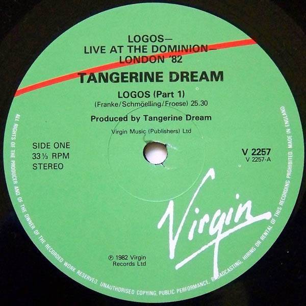 Tangerine Dream LOGOS (LIVE AT THE DOMINION 1982) (LP) For Sale