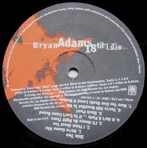 Bryan Adams 18 Til I Die (LP) For Sale