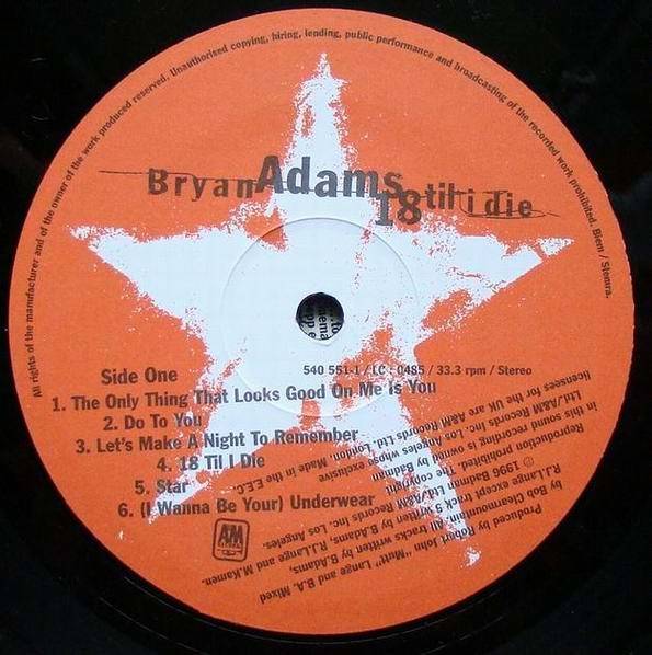 Bryan Adams 18 Til I Die (LP) For Sale