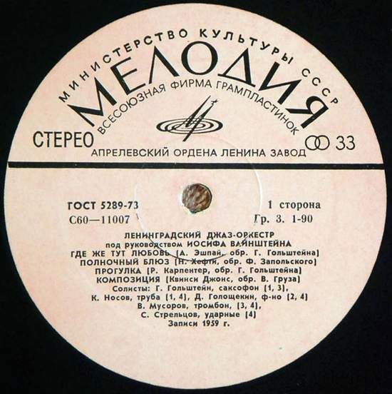 Cover of Leningrad Jazz Orchestra - Josif Wainstein