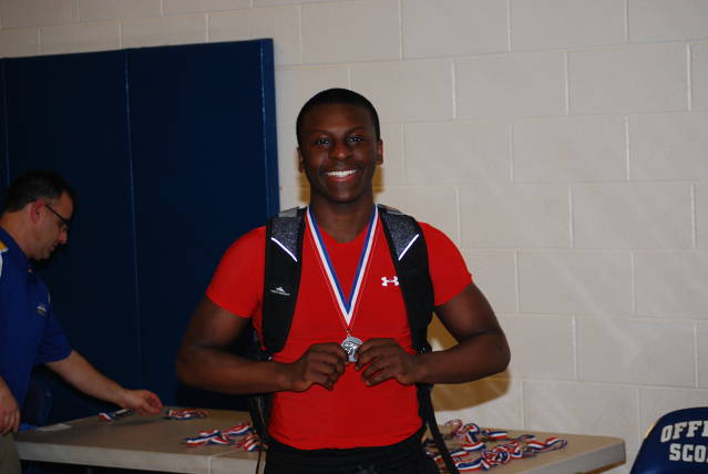 Senior Kamil Williams with his silver medal.