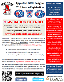 2015 Appleton Little League Registration flyer