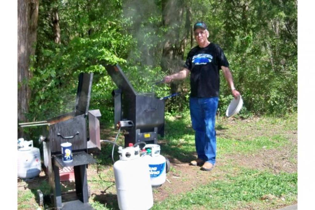 Eddy Denny frying 100 lbs. of fries
