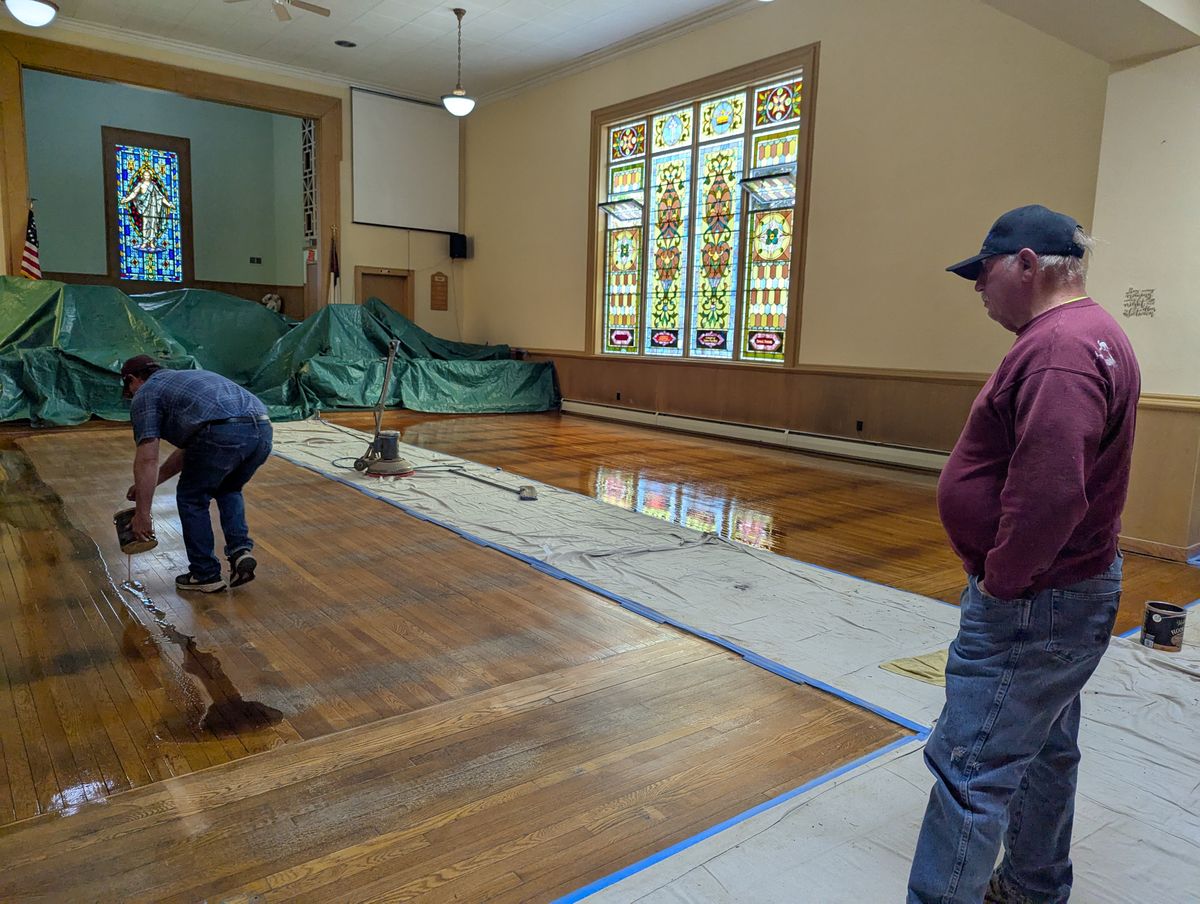 The first coat being applied.