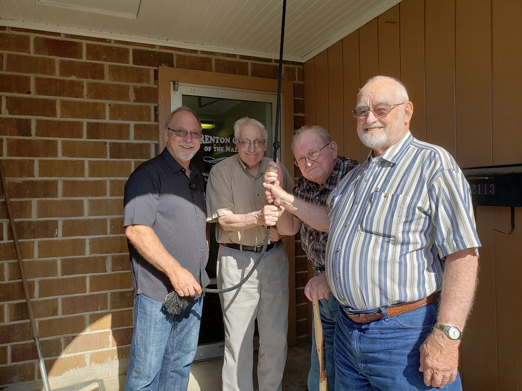 Pastor Steve with all of his bell ringers