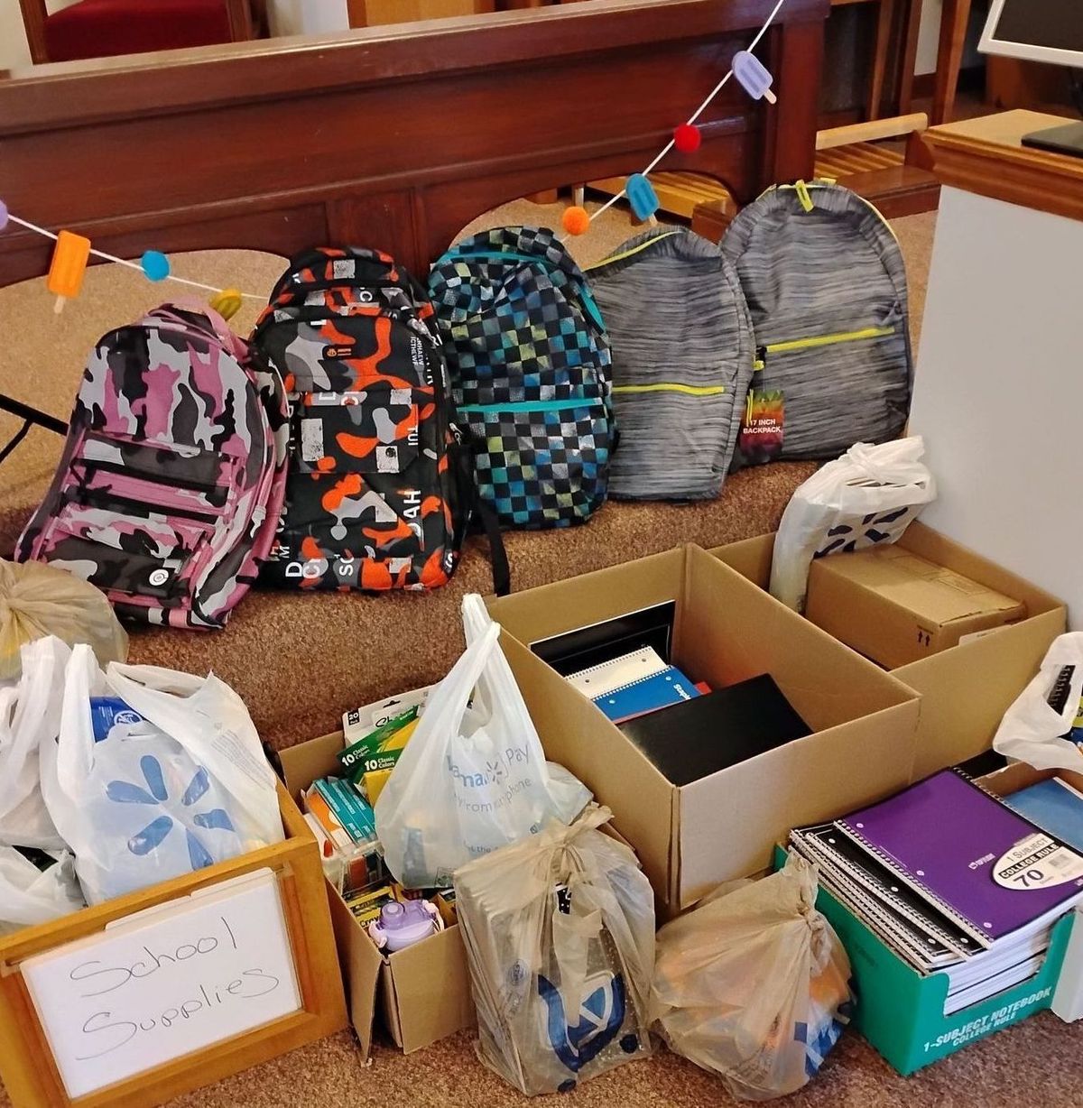 School supplies were collected for fall 2026