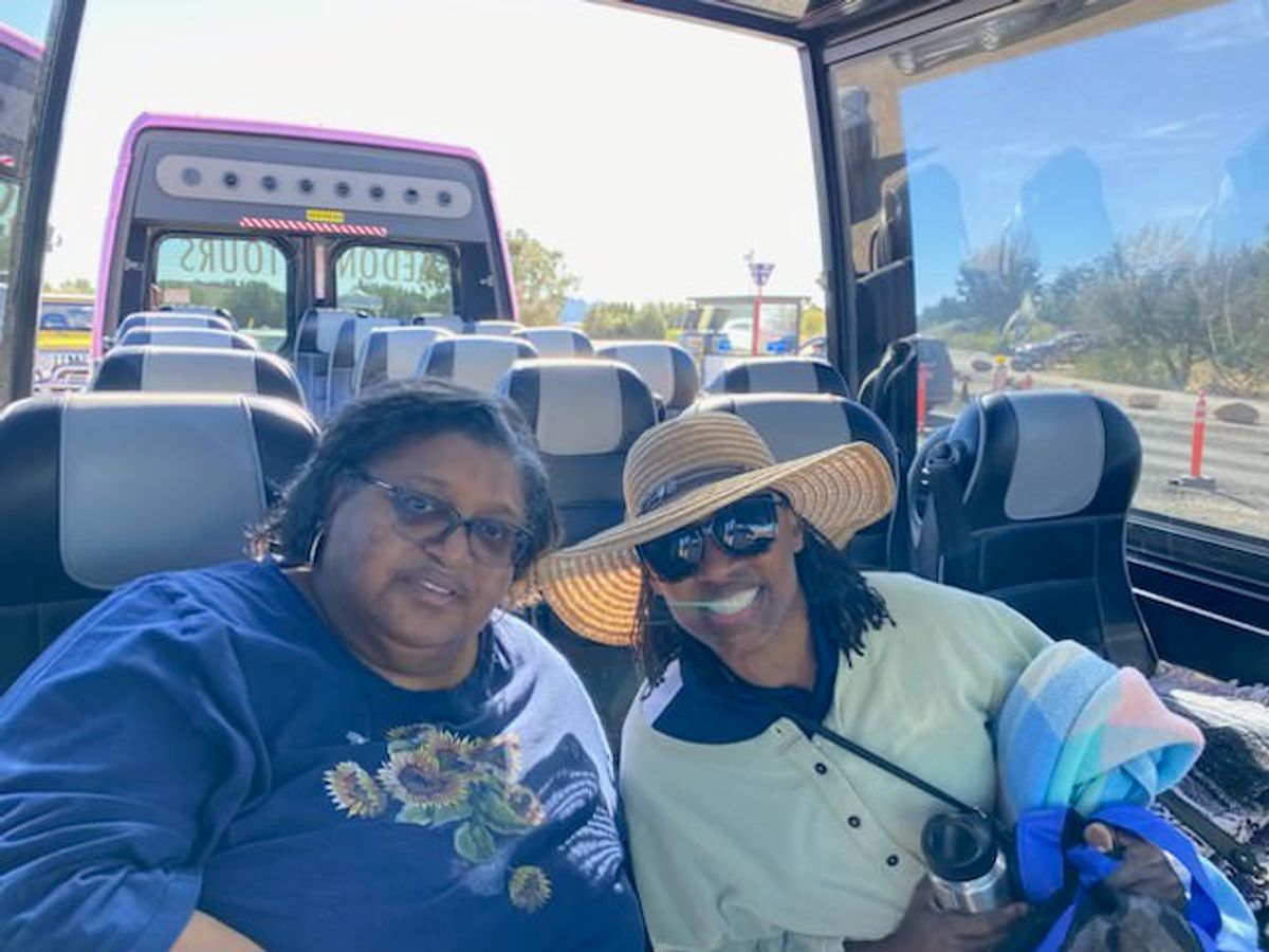 Kim and Lady Henri on a day trip to Sedona, AZ.