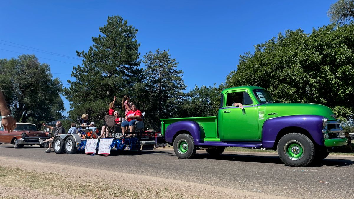 Parade Entry: Pawnee Heights Class of 1981, pulled by 1954 Chevy Pickup owned by James T.