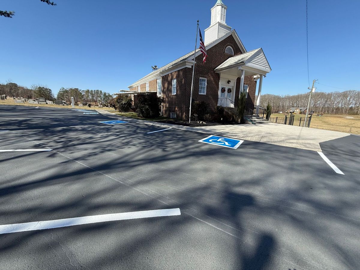 Our parking lot was resurfaced and restriped March 11 & 12, 2025