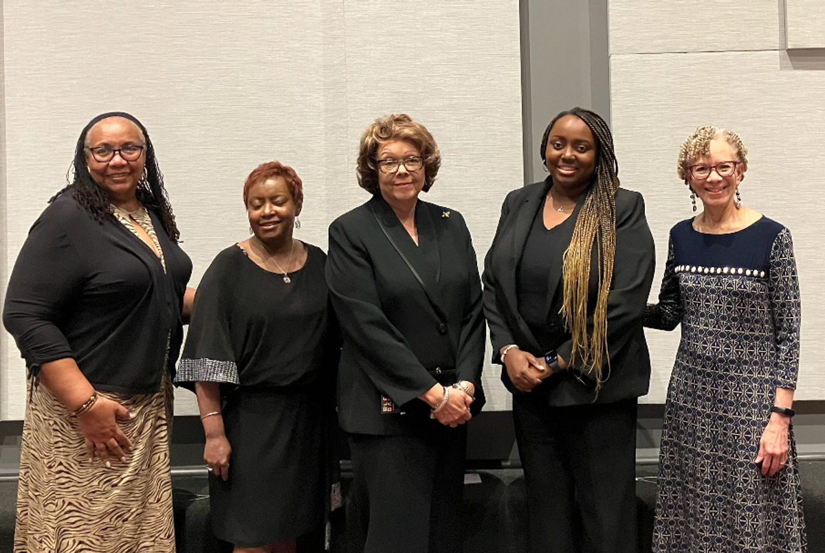 Dressed for the Legacy Dinner: Mary Nickson, DeDe Spivey, Brenda Johnson, Sakari Spivey, Vanessa Medlock