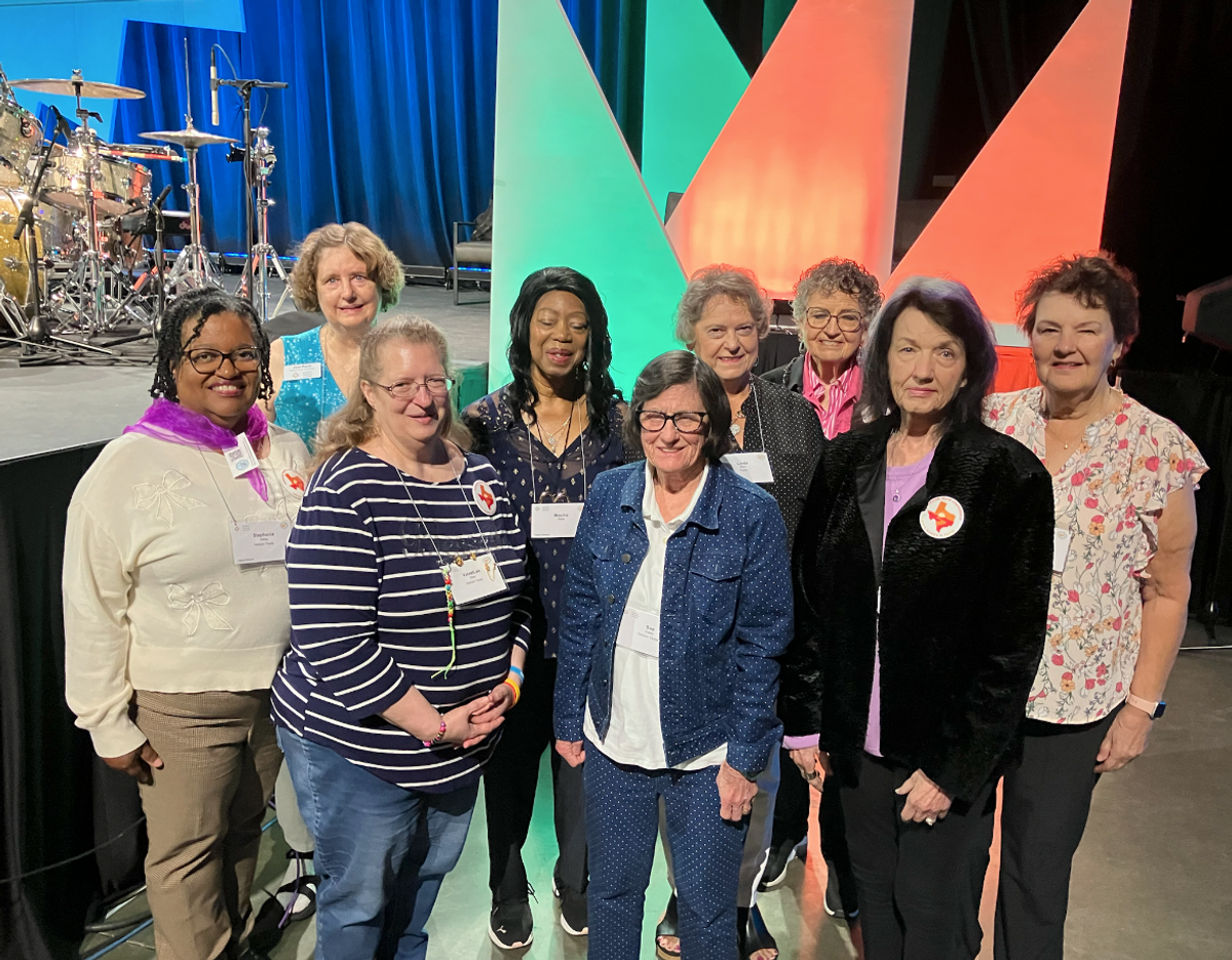 NW District: Stephania Gilkey, VelvetLee Elder, Sue Cates, Donna Echols. Back row, L to R: Jean Marsh, Mildred Reed, Linda Elms, Doris Akers, Donna Wittliff. Attendees not pictured: Carolyn Cobb, Pam Zwickey, and Lila Hoobler.