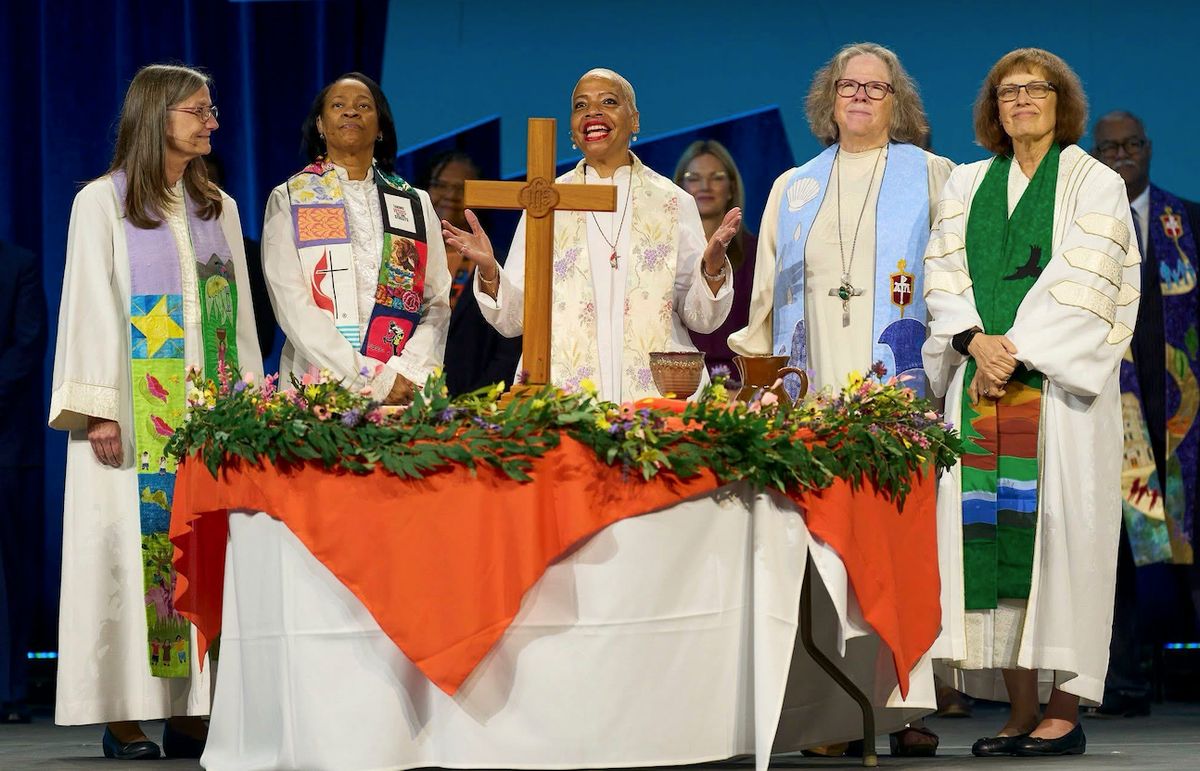 Bishops at altar decorated by Lynne Grandstaff* late Saturday night! *Lynn is on the national Board of Directors, representing HTC. She was Floor Manager for the event. Thank you, Lynne!one of our HTC