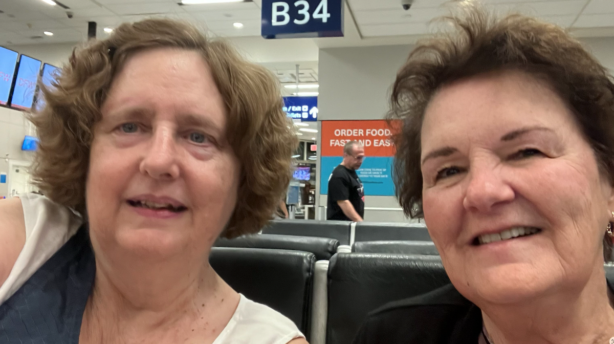 Waiting for their flight - Jean Marsh & Donna Wittliff