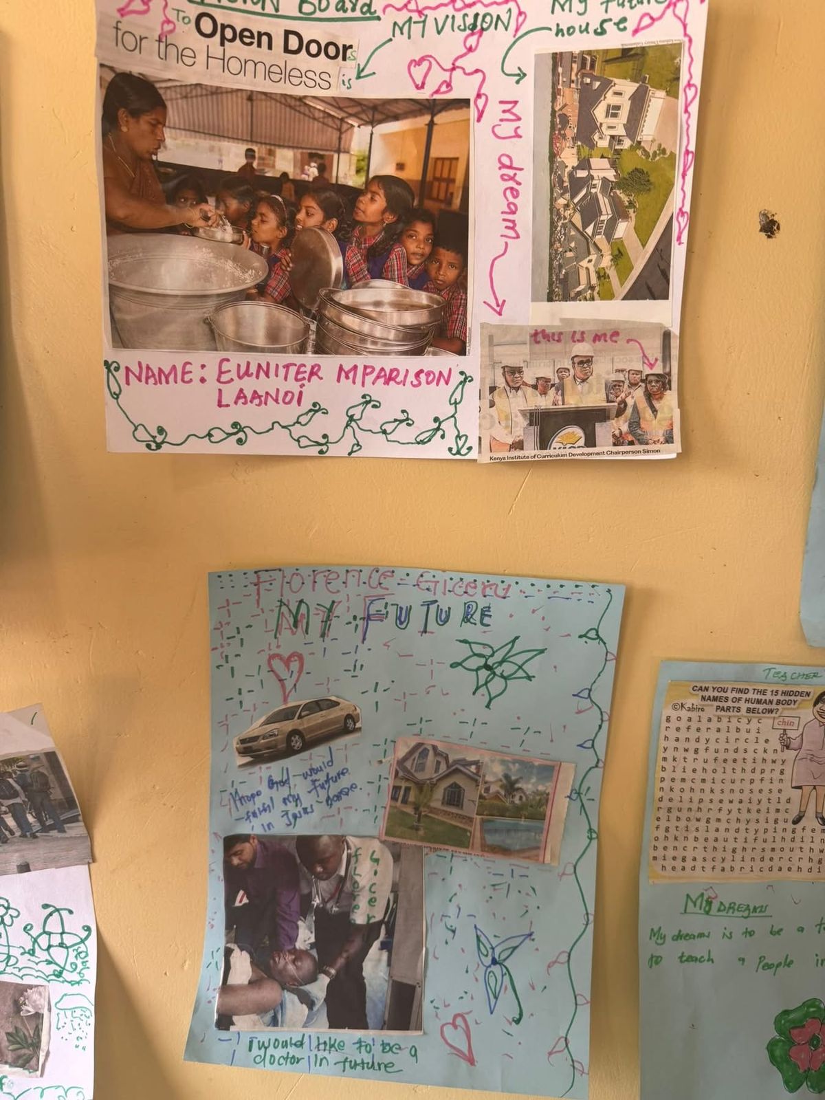 All the girls were asked to create a vision board dreaming about their future. The girls have big dreams!
