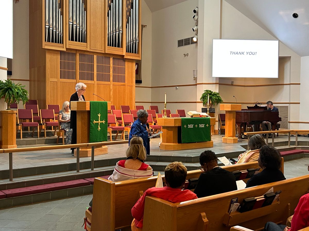 Barbara Weaver, Metro East MN&O gives a prayer of thanksgiving to bless the offering.