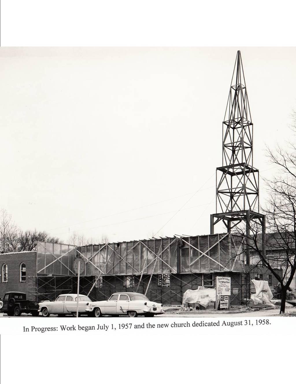 1958 - First Methodist Church - Construction Steeple & Frame