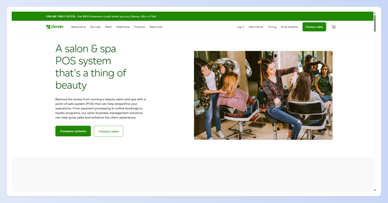 The homepage of the Clover POS website homepage