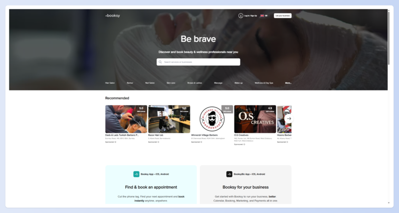 Booksy barbershop POS and booking app showing the appointment schedule and checkout flow