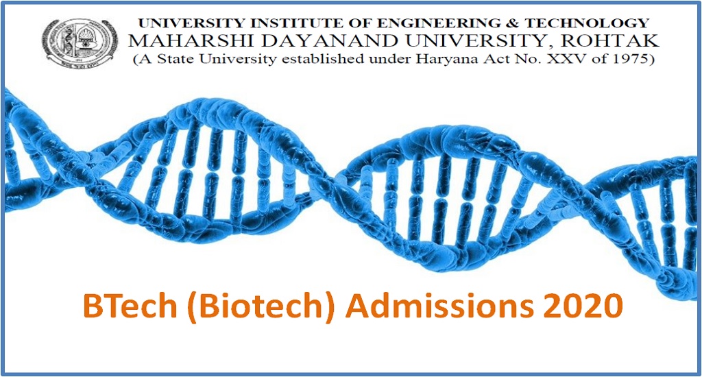 MDU Rohtak Biotech Admissions 2020