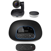 Sistema para videoconferencias Logitech GROUP para medianas y grandes salas de reuniones.
