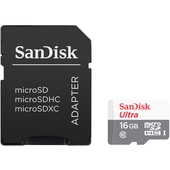 Memoria Flash microSDHC SanDisk Ultra, Class10, UHS-I, 16GB, con adaptador SD