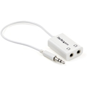 Adaptador Splitter Macho 3.5mm a x2 Hembras, Mini Jack para Audífonos. Blanco