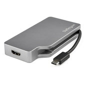 Adaptador Multipuertos USB C a VGA DVI HDMI o mDP StarTech, 4 en 1 de Aluminio, 4K 60Hz