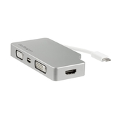 Adaptador Multipuertos USB C a VGA, DVI, HDMI o mDP StarTech, 4K 30Hz, Plateado